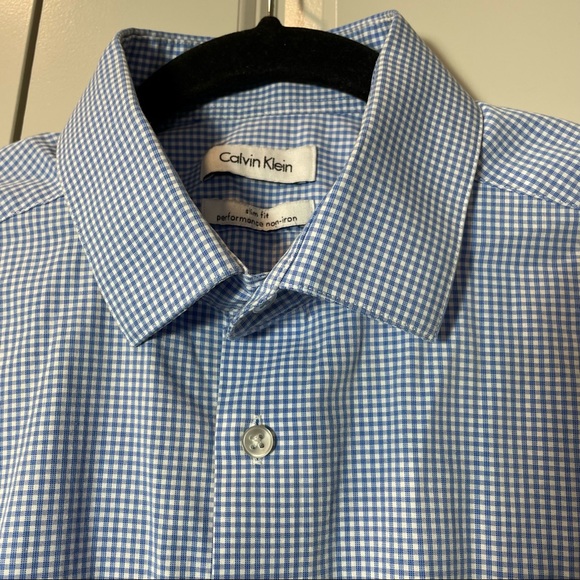 Calvin Klein Men’s Long Sleeve Shirt Button Up Check Slim Fit 16 Gently Worn - Picture 6 of 6